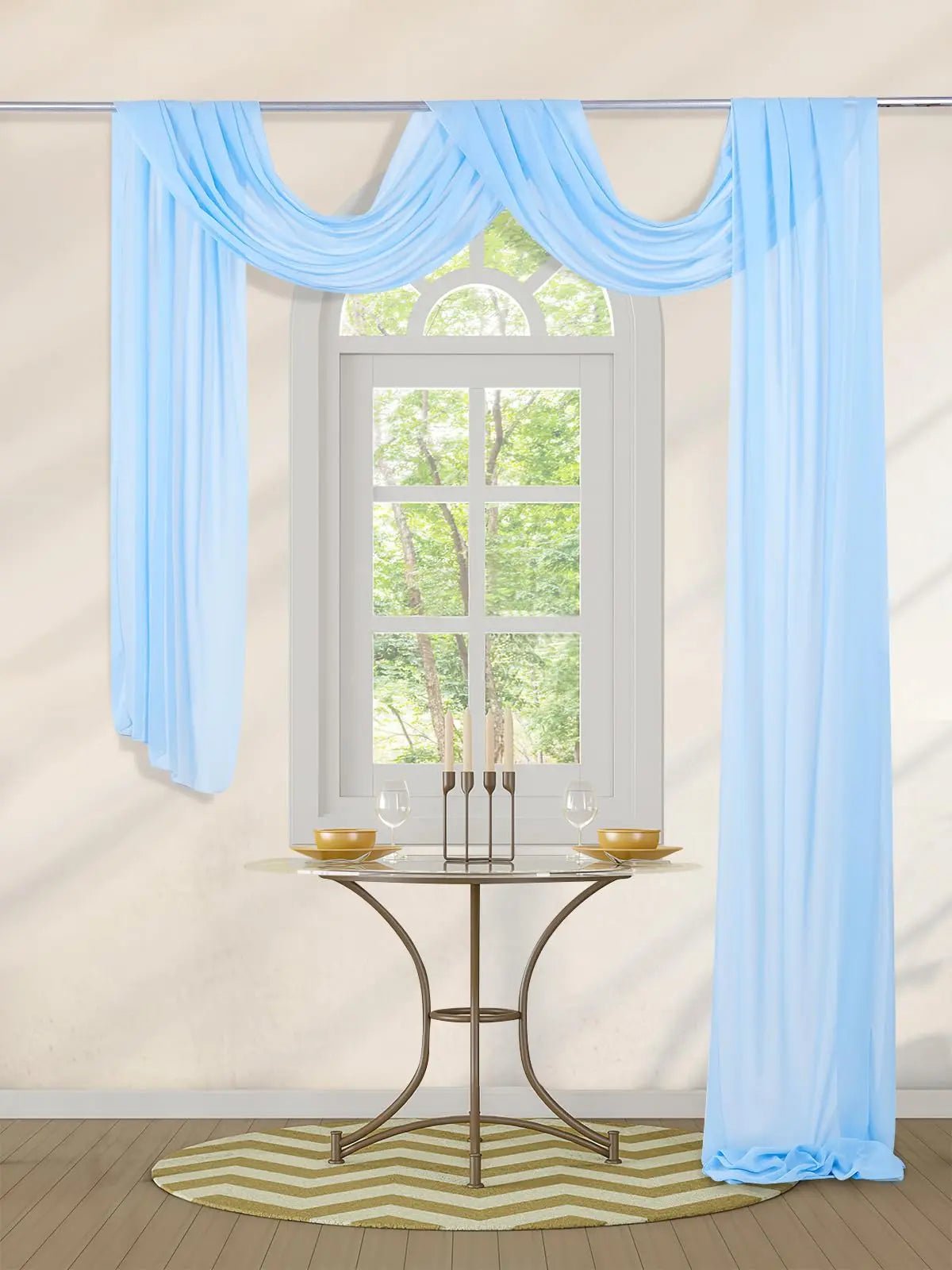 Chiffon Wedding Arch Draping Fabric Light Blue 6 Panels 6 Yards Long Romantic Curtain Backdrops for Baby Shower Party Decorations - North State Signs & Printing