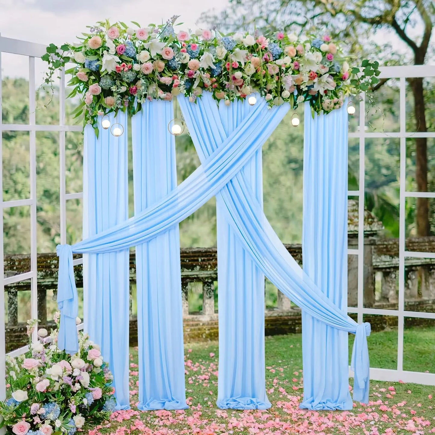 Chiffon Wedding Arch Draping Fabric Light Blue 6 Panels 6 Yards Long Romantic Curtain Backdrops for Baby Shower Party Decorations - North State Signs & Printing
