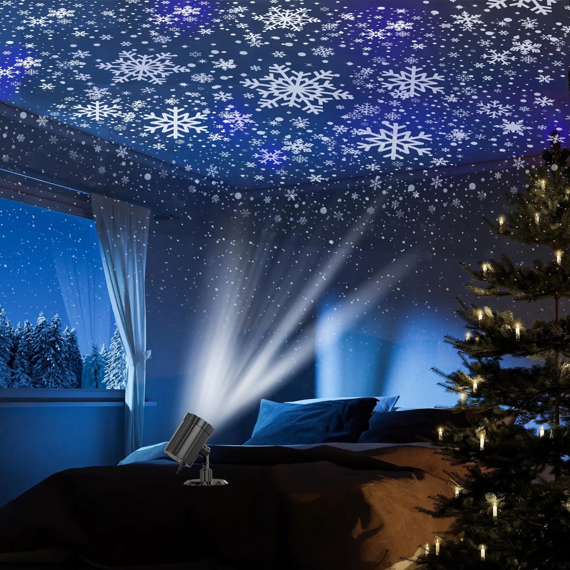 Christmas Projector Lights Outdoor, GUSODOR, Dynamic Snowflake Projector LED Snowfall Lights Waterproof Christmas Projector Lights for Indoor Outdoor Christmas Decoration, Holiday, Wedding, Yard Decor - North State Signs & Printing