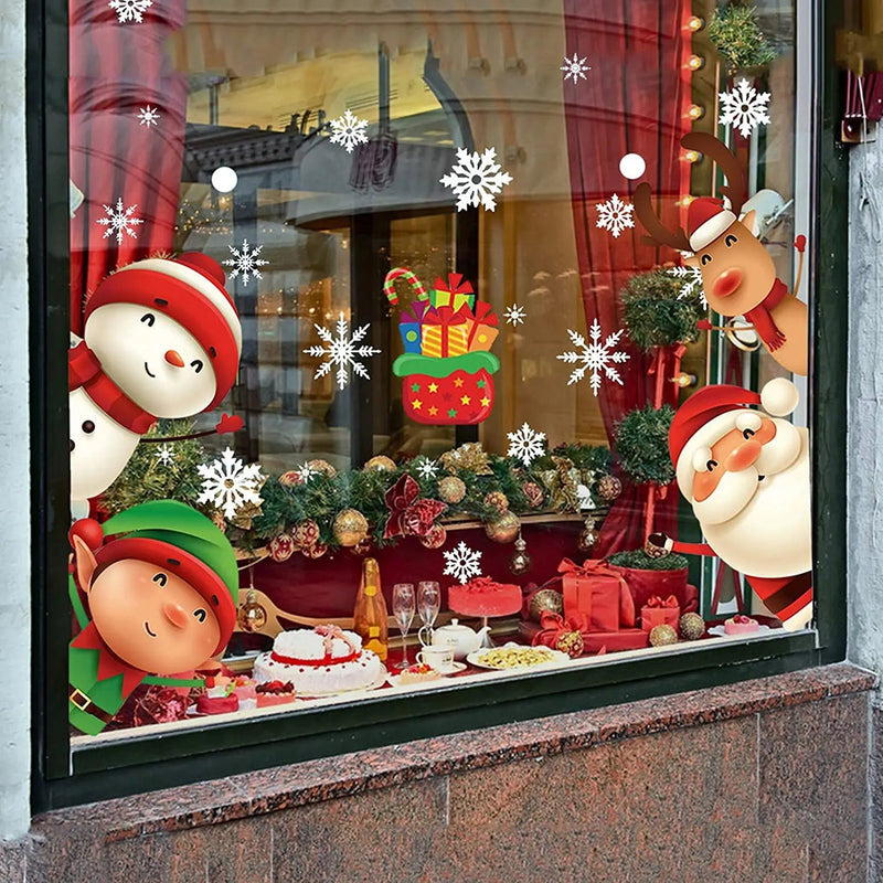 Christmas Snowflake Window Clings Stickers for Glass, Xmas Decals Decorations, XIMISHOP 82PCS, Holiday Snowflake Santa Claus Reindeer Decals for Party - North State Signs & Printing