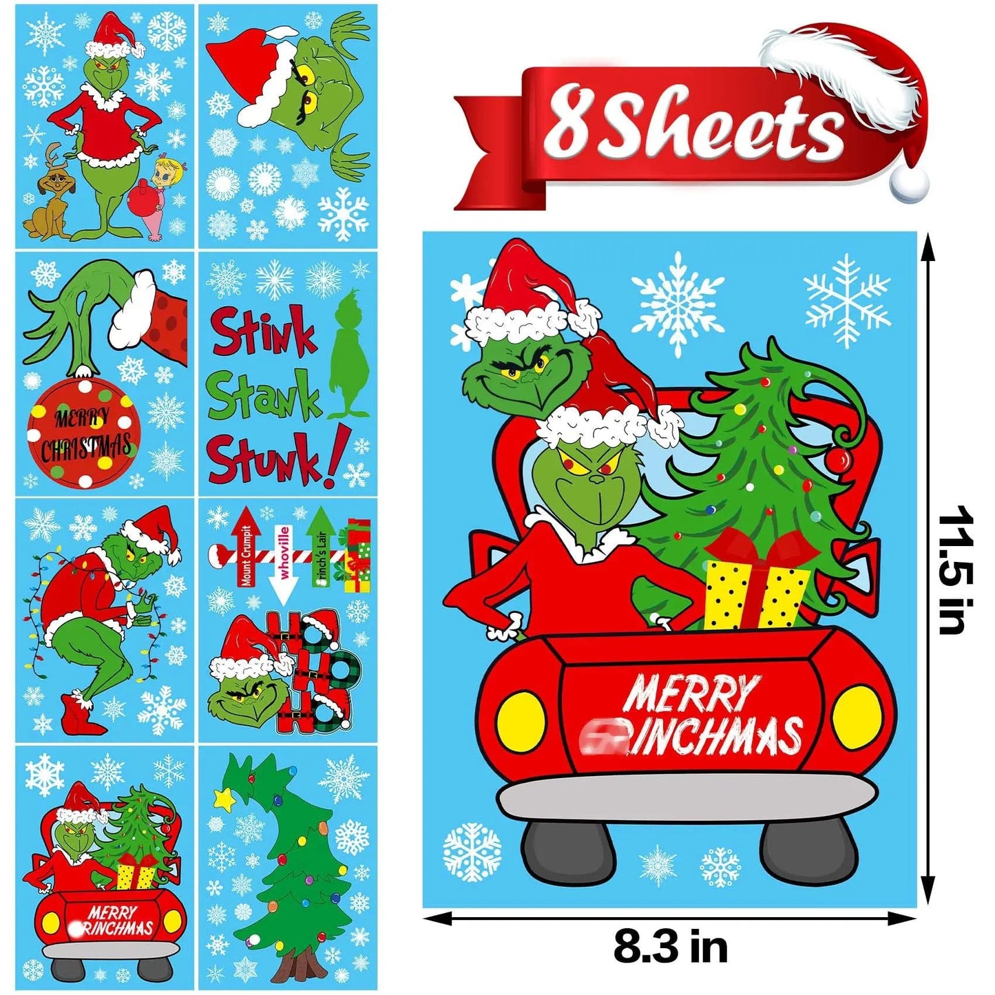Christmas Window Clings Decorations Double Sided Christmas Window Stickers for Glass Window Christmas Decorations Indoor Home Decor Snowflake Window Decal for Home School Office Decorations - North State Signs & Printing