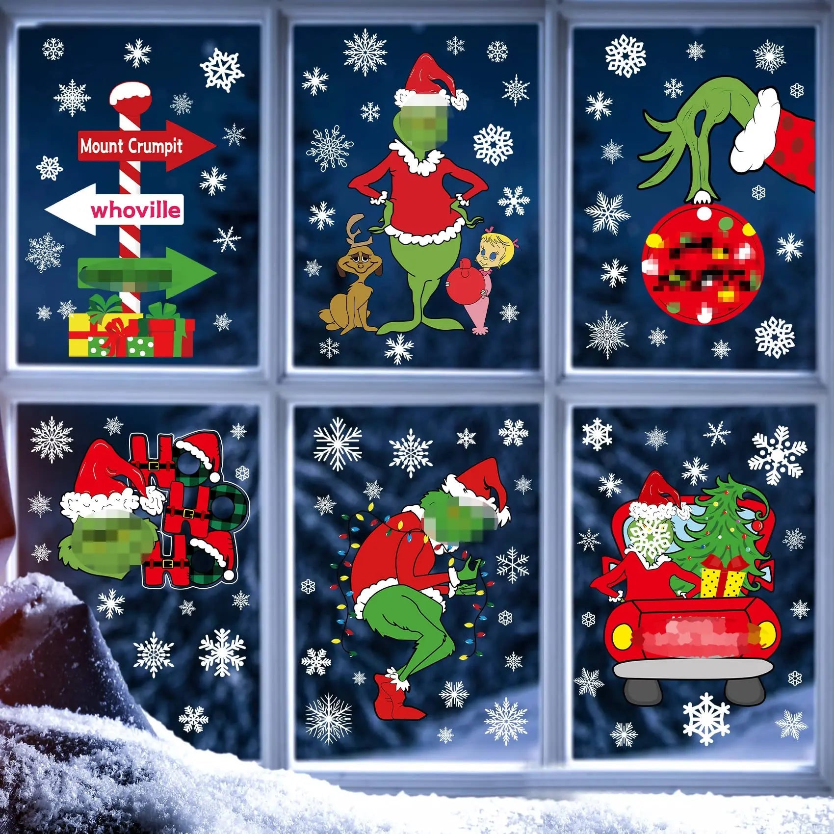 Christmas Window Clings Decorations Double Sided Christmas Window Stickers for Glass Window Christmas Decorations Indoor Home Decor Snowflake Window Decal for Home School Office Decorations - North State Signs & Printing