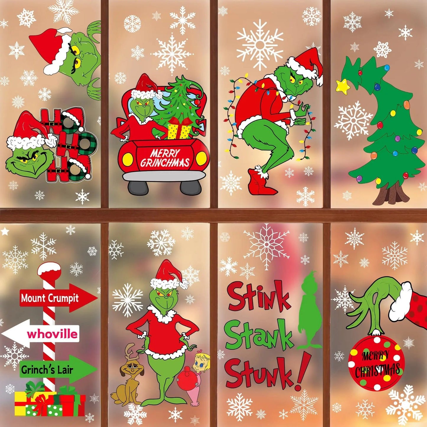 Christmas Window Clings Decorations Double Sided Christmas Window Stickers for Glass Window Christmas Decorations Indoor Home Decor Snowflake Window Decal for Home School Office Decorations - North State Signs & Printing