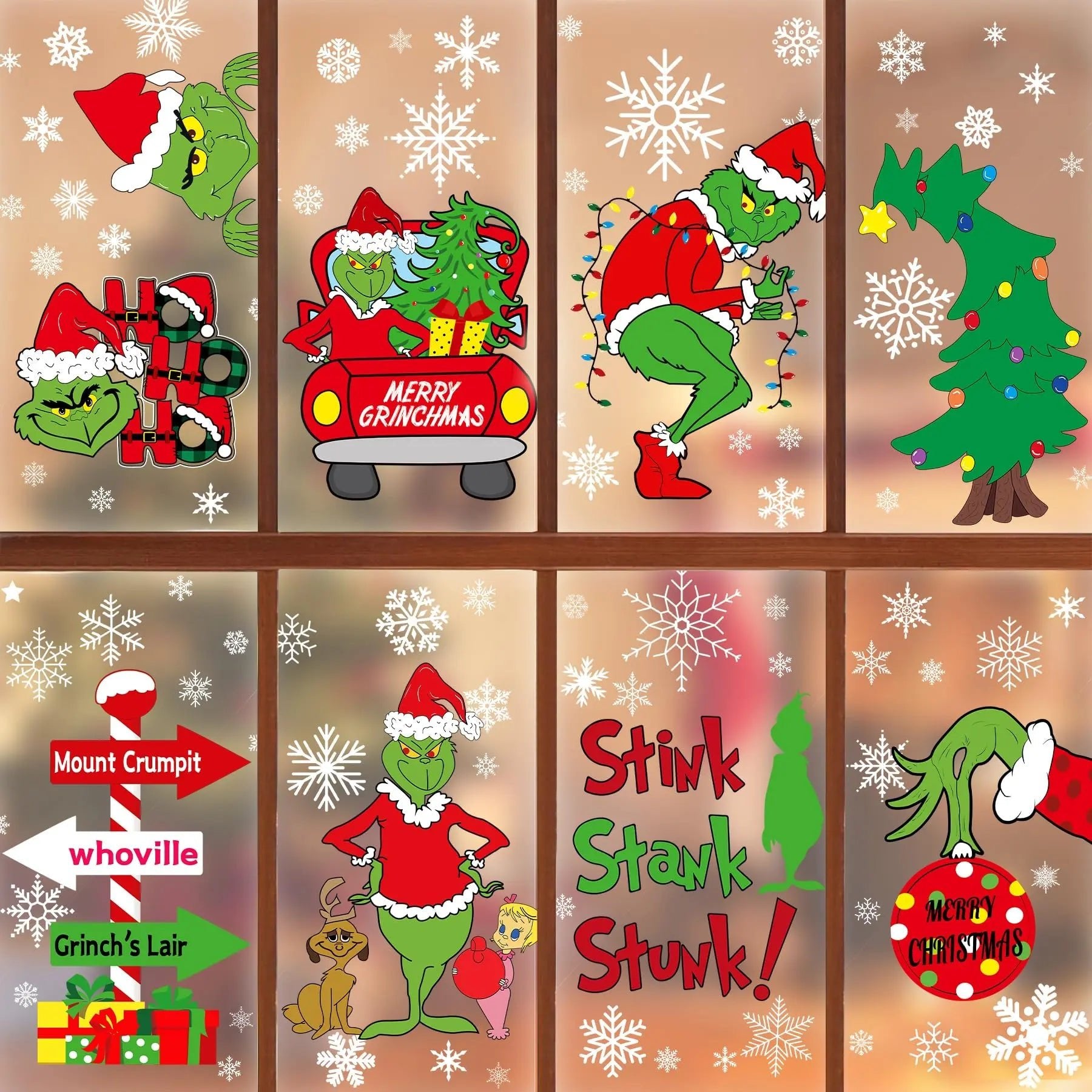 Christmas Window Clings Decorations Double Sided Christmas Window Stickers for Glass Window Christmas Decorations Indoor Home Decor Snowflake Window Decal for Home School Office Decorations - North State Signs & Printing
