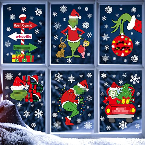 Christmas Window Clings Decorations Double Sided Christmas Window Stickers for Glass Window Christmas Decorations