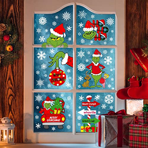 Christmas Window Clings Decorations Double Sided Christmas Window Stickers for Glass Window Christmas Decorations