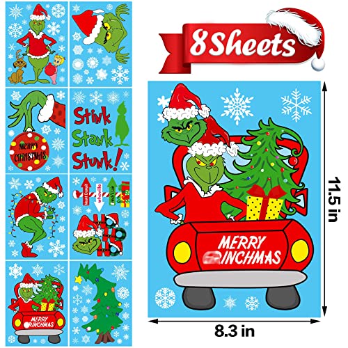 Christmas Window Clings Decorations Double Sided Christmas Window Stickers for Glass Window Christmas Decorations