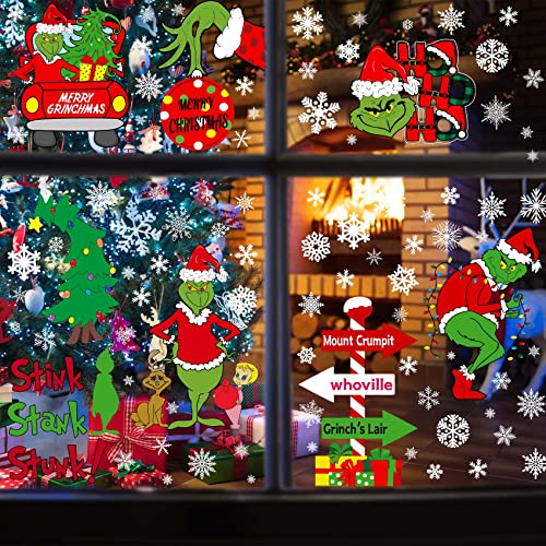 Christmas Window Clings Decorations Double Sided Christmas Window Stickers for Glass Window Christmas Decorations