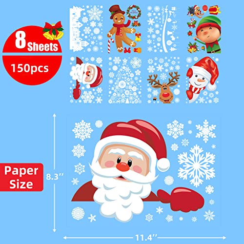 Double-Sided Christmas Window Clings Window Decorations Stickers for Glass,Adorable Designed Decorative Window Film