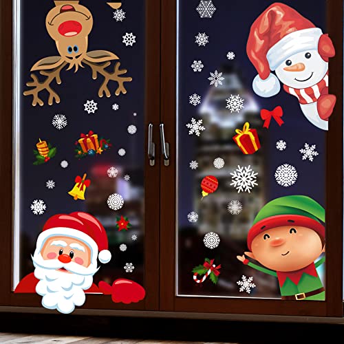 Double-Sided Christmas Window Clings Window Decorations Stickers for Glass,Adorable Designed Decorative Window Film