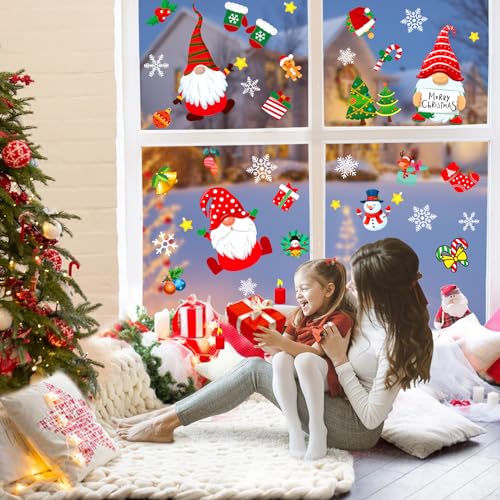 OCATO Christmas Window Clings Gnome Christmas Window Decorations Static Christmas Window Decals Window Stickers