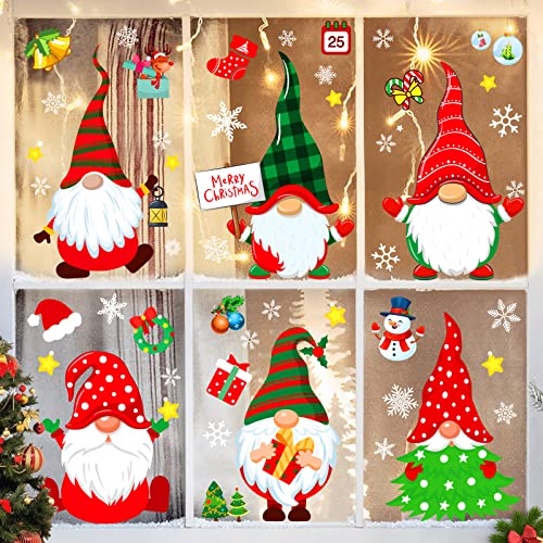 OCATO Christmas Window Clings Gnome Christmas Window Decorations Static Christmas Window Decals Window Stickers