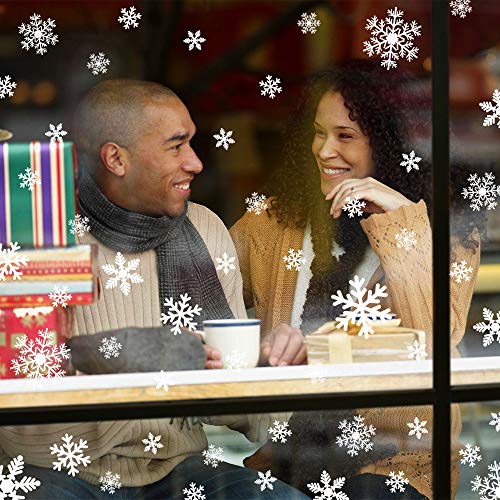 LUDILO 135Pcs Christmas Window Clings Snowflakes Window Decals Static Window Stickers for Christmas Decorations Window