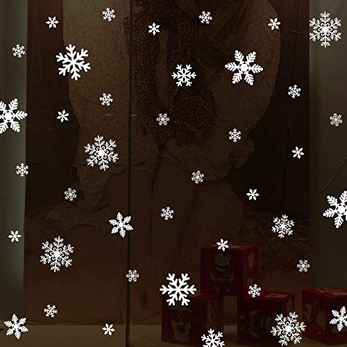 LUDILO 135Pcs Christmas Window Clings Snowflakes Window Decals Static Window Stickers for Christmas Decorations Window