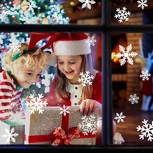 LUDILO 135Pcs Christmas Window Clings Snowflakes Window Decals Static Window Stickers for Christmas Decorations Window