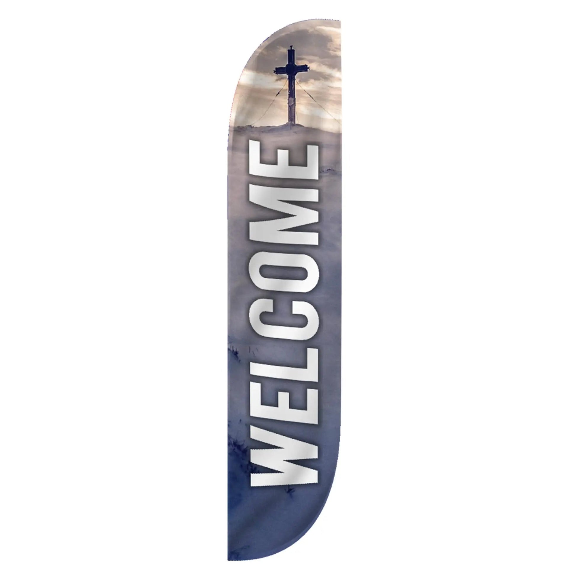 Church Theme (Welcome) Feather Banner Flag Set, Feather Banner, 12 ft Advertising Feather Flag with Fiberglass Poles and Ground Spike for Business Promotion LookOurWay - North State Signs & Printing