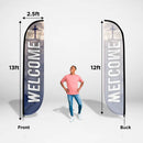 Church Theme (Welcome) Feather Banner Flag Set, Feather Banner, 12 ft Advertising Feather Flag with Fiberglass Poles and Ground Spike for Business Promotion LookOurWay - North State Signs & Printing