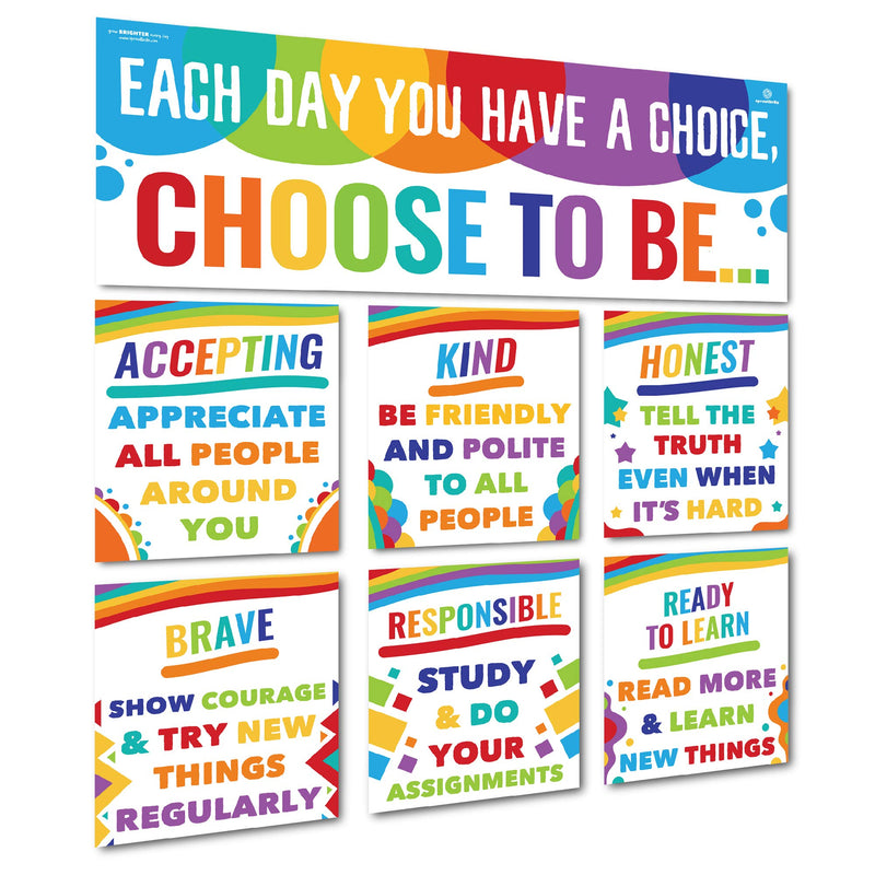 Sproutbrite Classroom Banner Decorations and Poster Bulletin Board Set - Choose to be - School Education Classroom