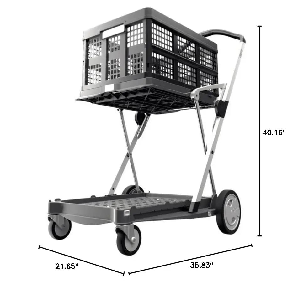 CLAX® The Original, Made in Germany, Multi use Functional Collapsible Carts, Mobile Folding Trolley, Shopping cart with Storage Crate, Platform Truck (Grey) - North State Signs & Printing