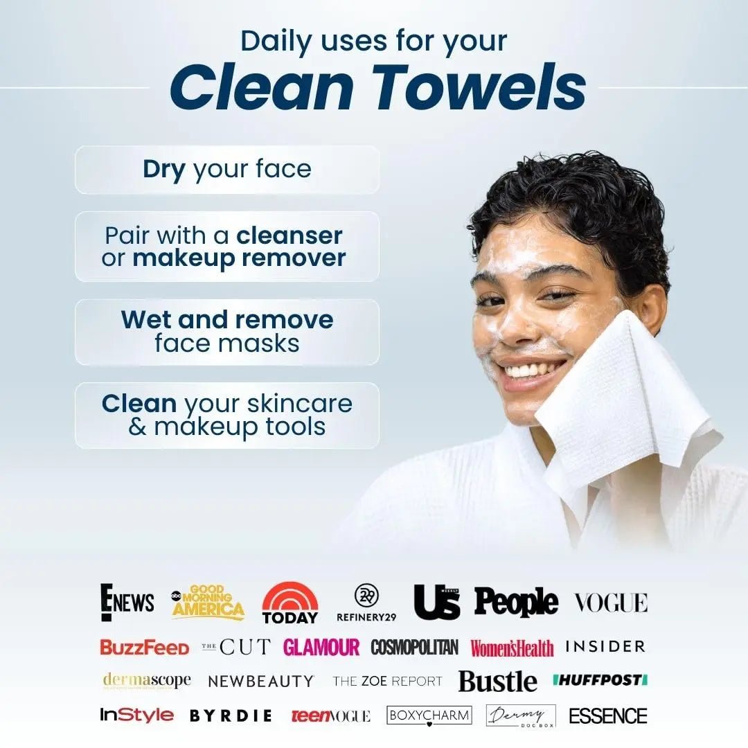 Clean Skin Club Clean Towels XL™, 100% USDA Biobased Face Towel, Disposable Face Towelette, Makeup Remover Dry Wipes, Ultra Soft, 50 Ct, 1 Pack - North State Signs & Printing