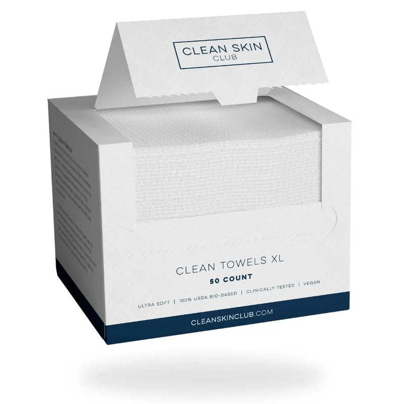 Clean Skin Club Clean Towels XL™, 100% USDA Biobased Face Towel, Disposable Face Towelette, Makeup Remover Dry Wipes, Ultra Soft, 50 Ct, 1 Pack - North State Signs & Printing