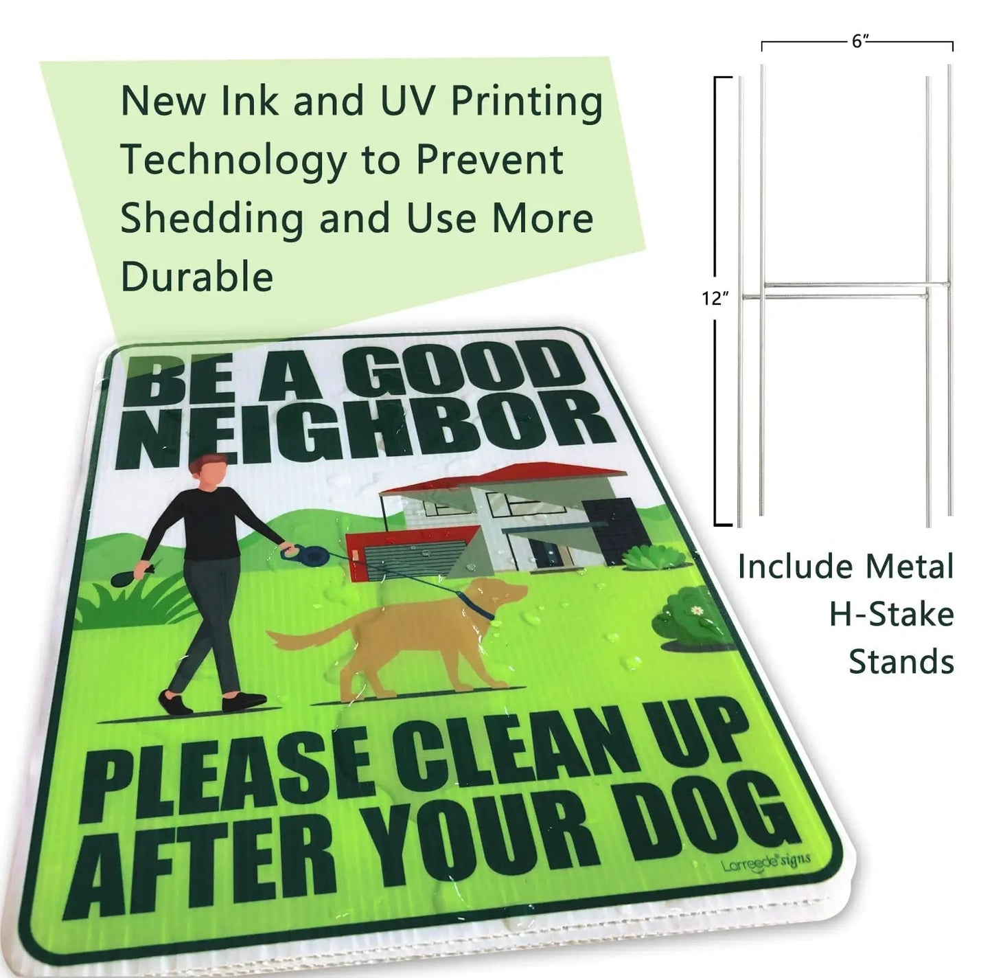 Clean Up After Your Dog Signs 2 Pack 12"x9" with Metal Stake, No Pooping Dog Signs for Yard, Pick Up After Your Dog Signs - North State Signs & Printing