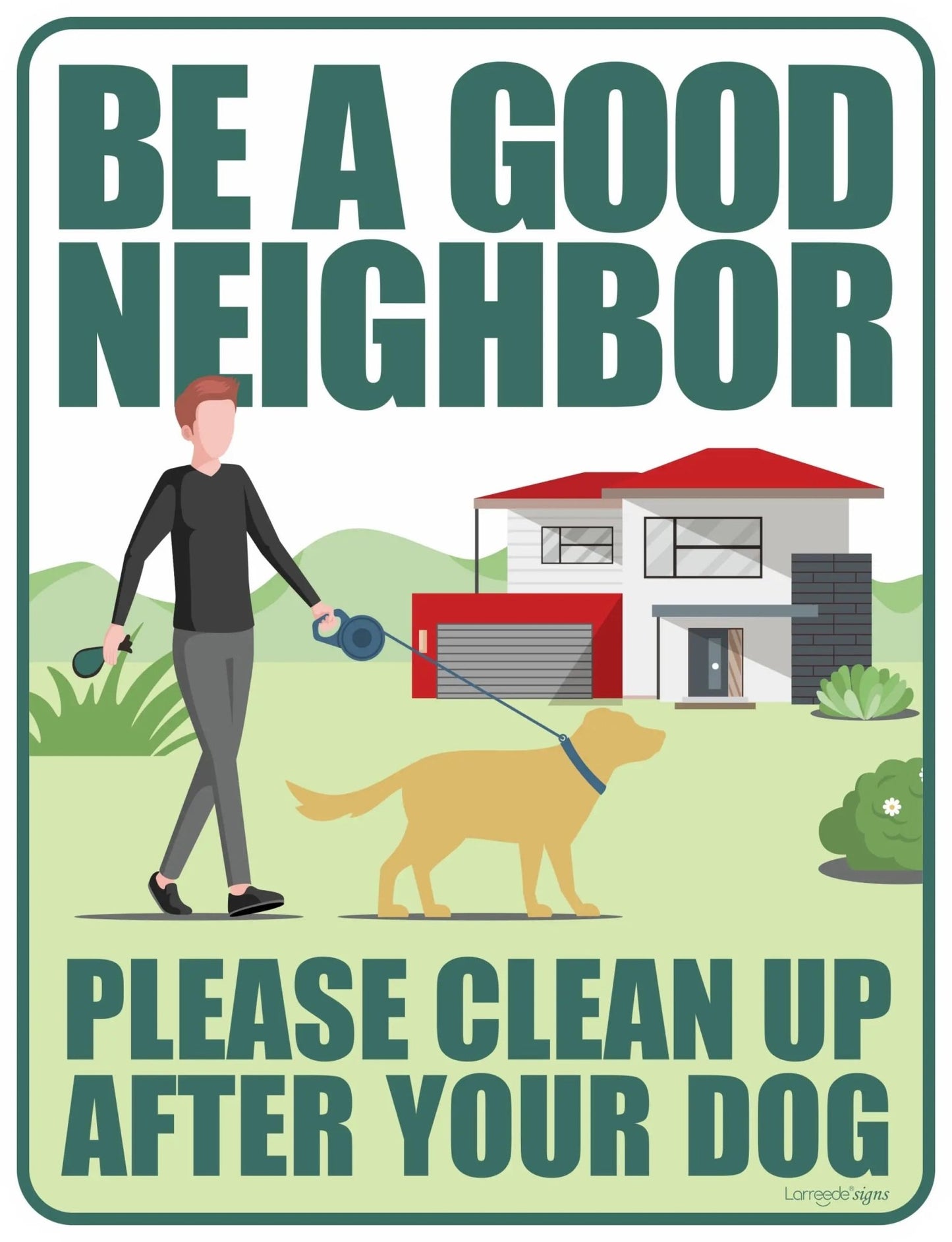 Clean Up After Your Dog Signs 2 Pack 12"x9" with Metal Stake, No Pooping Dog Signs for Yard, Pick Up After Your Dog Signs - North State Signs & Printing
