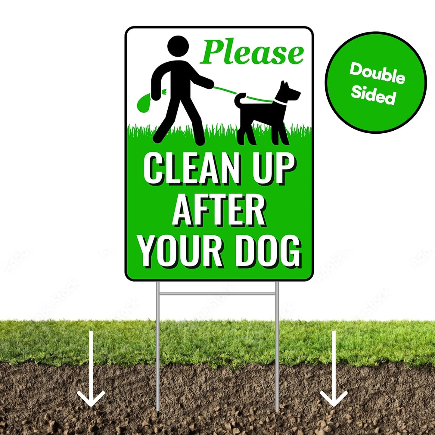 Clean Up After Your Dog Signs with Metal H - Stake - No Poop Zone for Your Lawn - Pick Up Signs Authority 12"x9" After Your Pooch with Ease - Durable Yard Signage Solution to Maintain a Pristine Yard - North State Signs & Printing
