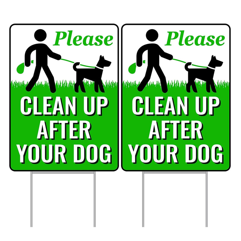 Clean Up After Your Dog Signs with Metal H - Stake - No Poop Zone for Your Lawn - Pick Up Signs Authority 12"x9" After Your Pooch with Ease - Durable Yard Signage Solution to Maintain a Pristine Yard - North State Signs & Printing