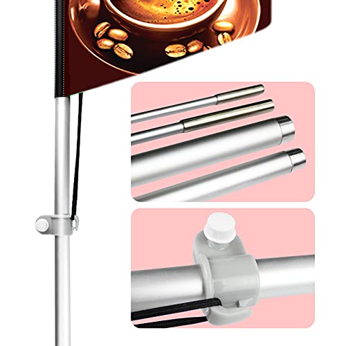 QSUM Coffee Flag 11FT Windless Swooper Coffee Flag with Aluminum Alloy Flagpole/Stainless Steel Ground Stake/Portable