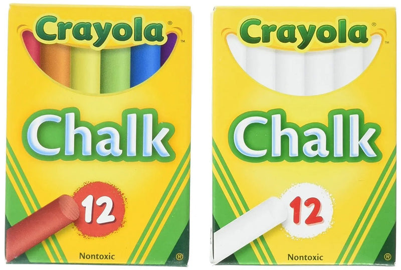 Crayola White Chalk (12 ct box)and Colored Chalk(12 ct box) Bundle - North State Signs & Printing