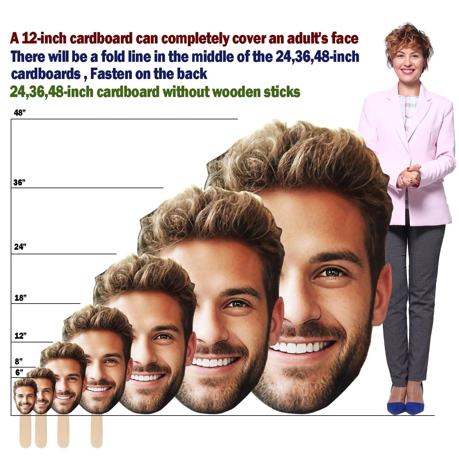 Custom Big Head with Your Photo | Fun Face Cardboard Cutout | Big Heads on a Stick - North State Signs & Printing