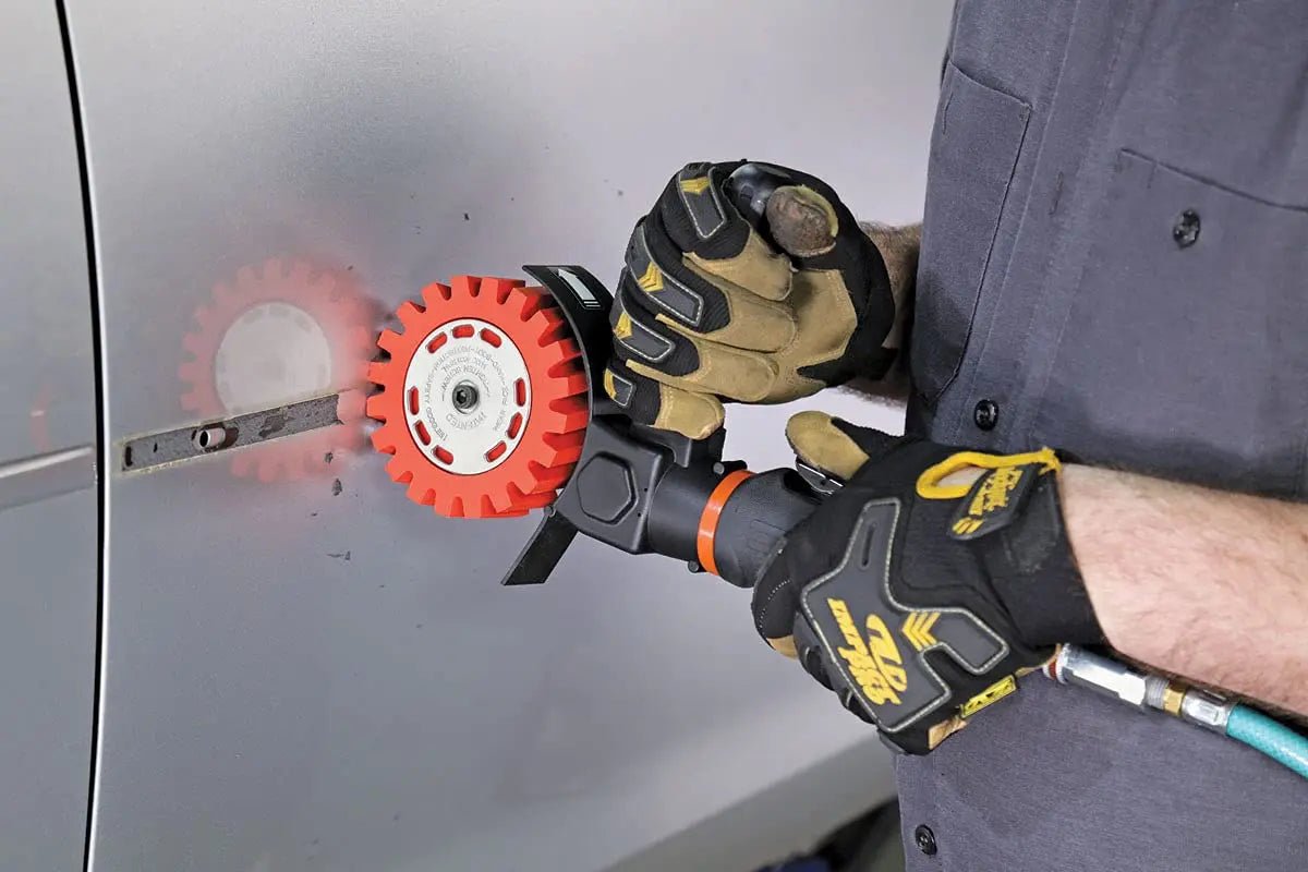 Decal Pinstripe Removal Tool | Dynabrade (NZ1) NitroZip Surface Conditioning / Right Angle, 0.5 hp 3500 RPM Pneumatic Motor | For Use with Eraser and Wire Wheels - North State Signs & Printing