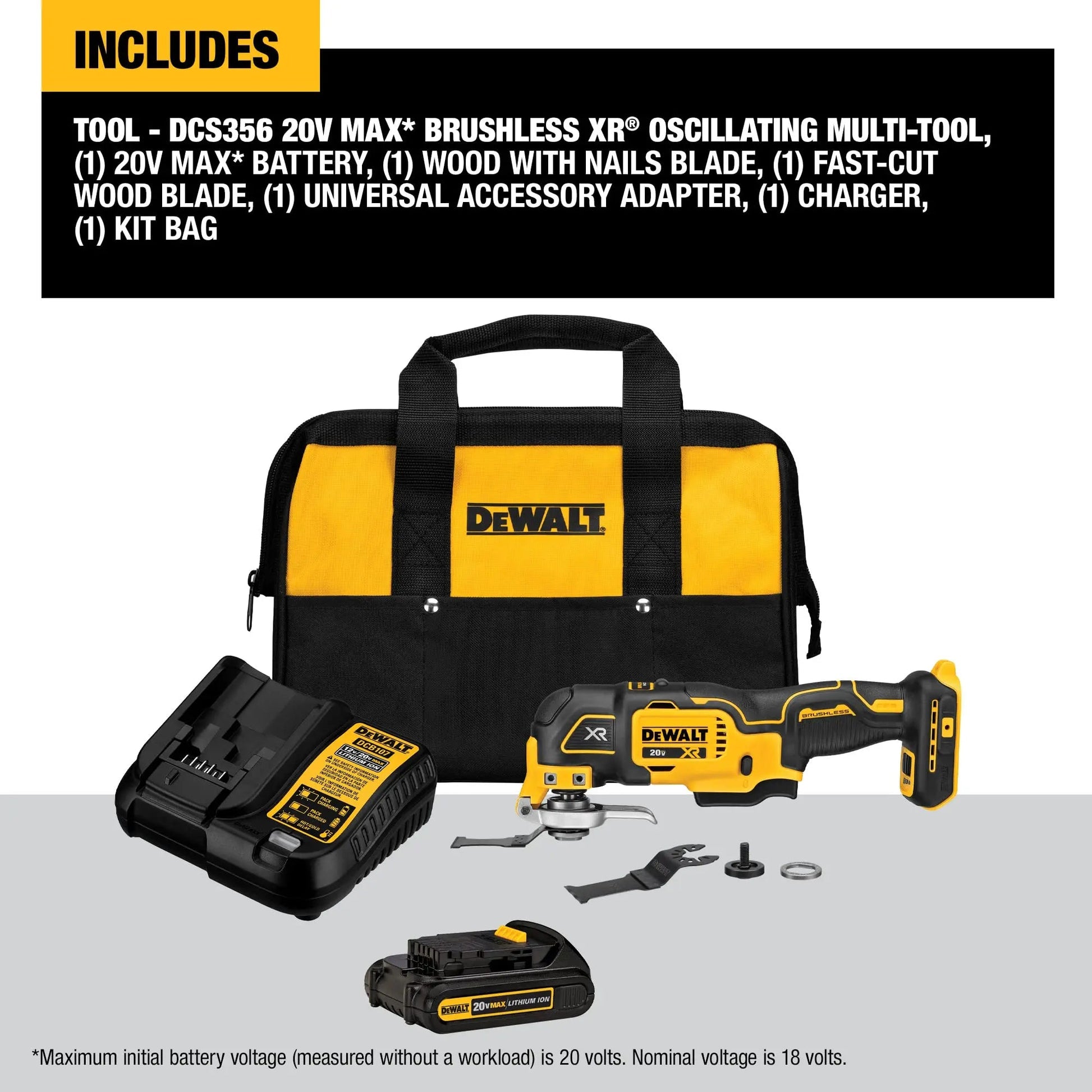 DEWALT 20V MAX XR Oscillating Tool Kit, 3 Speed, With Blades, Battery and Charger Included (DCS356C1) - North State Signs & Printing