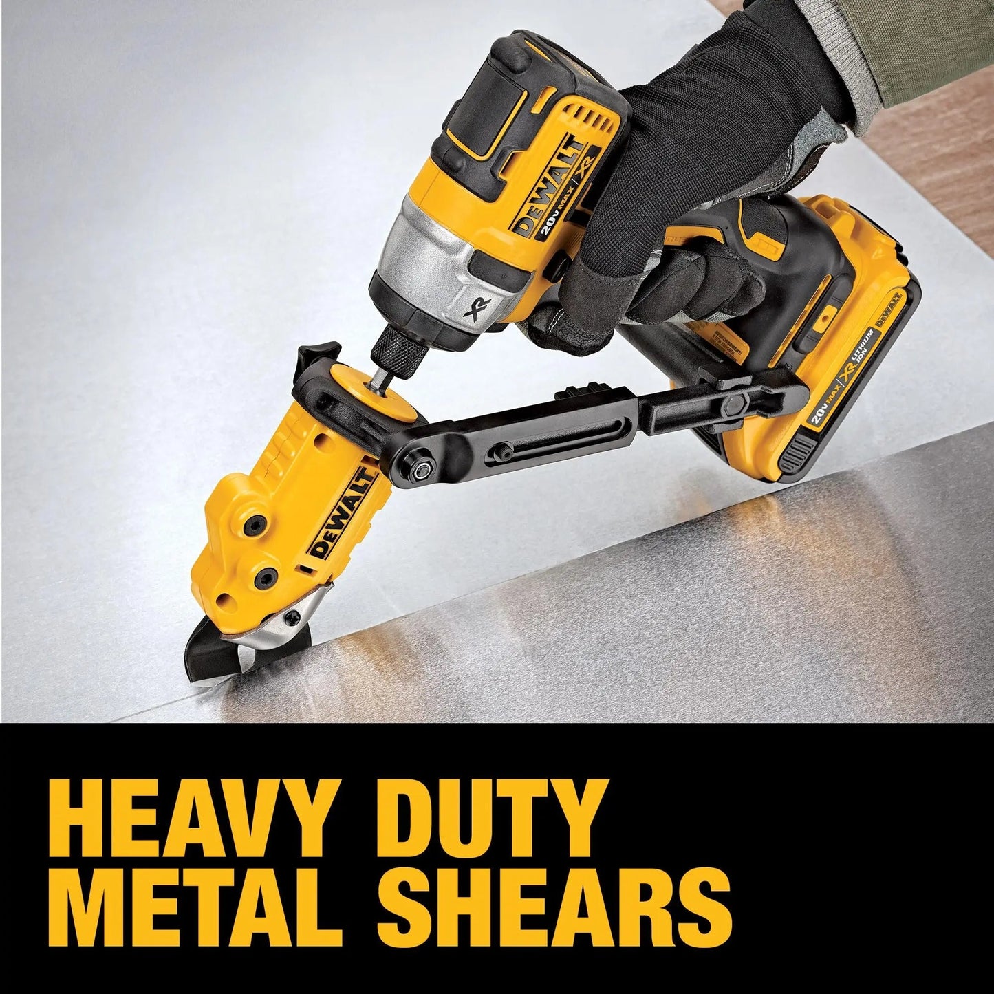 DEWALT Metal Shear/Cutter Drill Attachment, Impact Ready, 360 Degree Pivoting Head, Cuts 18GA Material (DWASHRIR)(Yellow, Black) - North State Signs & Printing