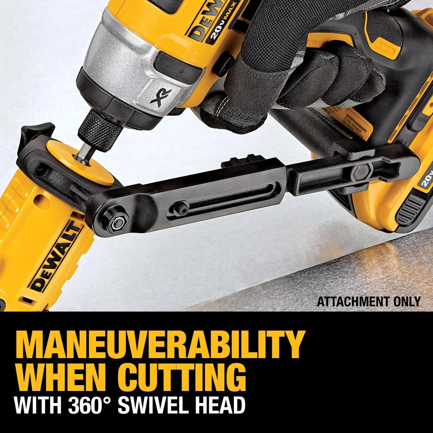 DEWALT Metal Shear/Cutter Drill Attachment, Impact Ready, 360 Degree Pivoting Head, Cuts 18GA Material (DWASHRIR)(Yellow, Black) - North State Signs & Printing