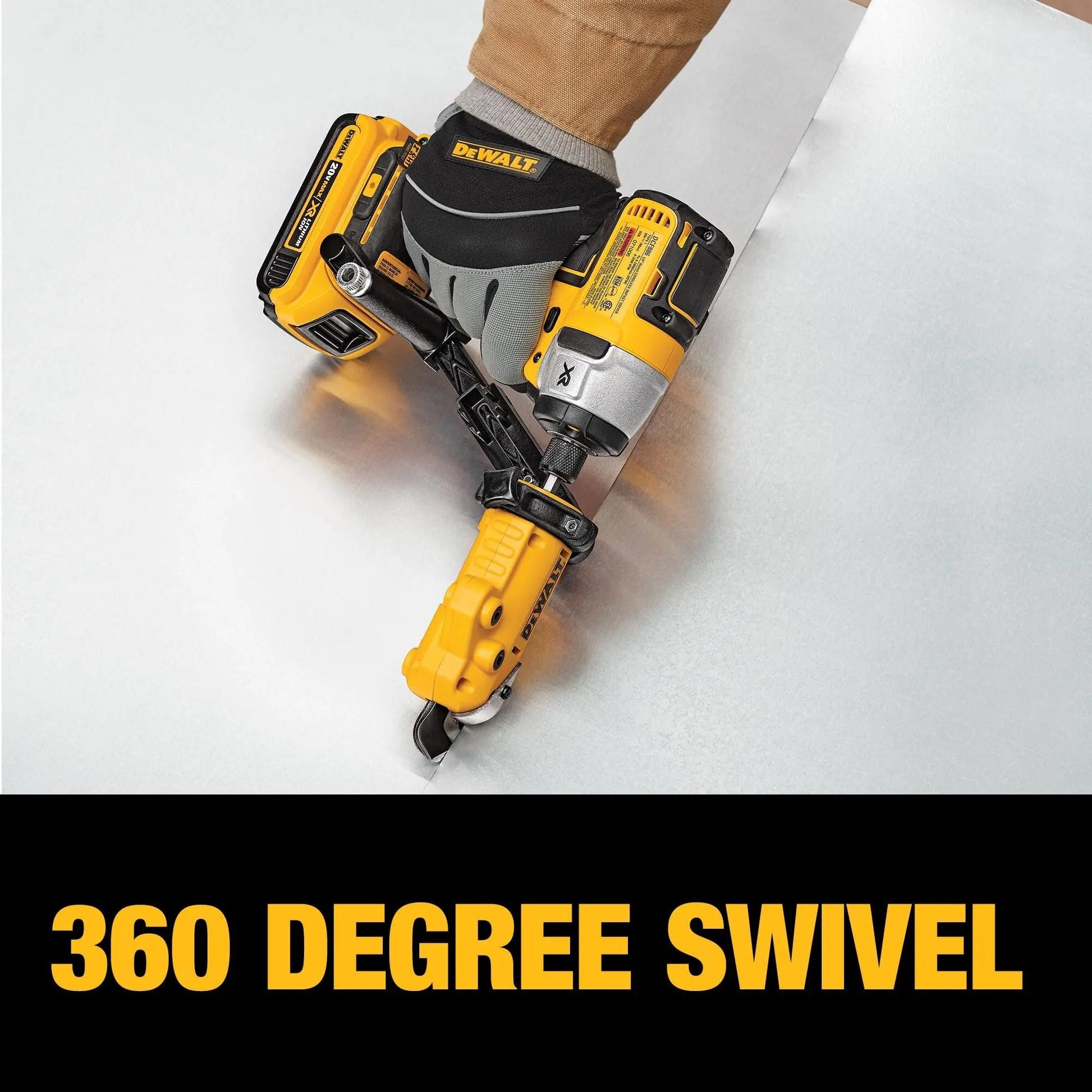DEWALT Metal Shear/Cutter Drill Attachment, Impact Ready, 360 Degree Pivoting Head, Cuts 18GA Material (DWASHRIR)(Yellow, Black) - North State Signs & Printing