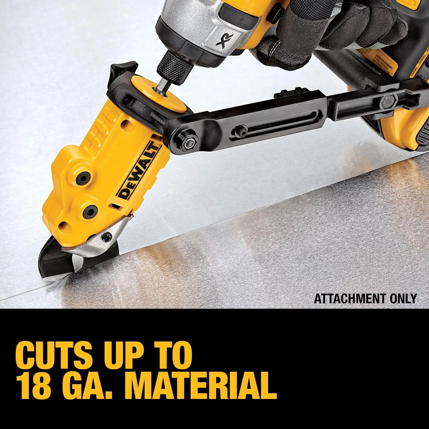 DEWALT Metal Shear/Cutter Drill Attachment, Impact Ready, 360 Degree Pivoting Head, Cuts 18GA Material (DWASHRIR)(Yellow, Black) - North State Signs & Printing