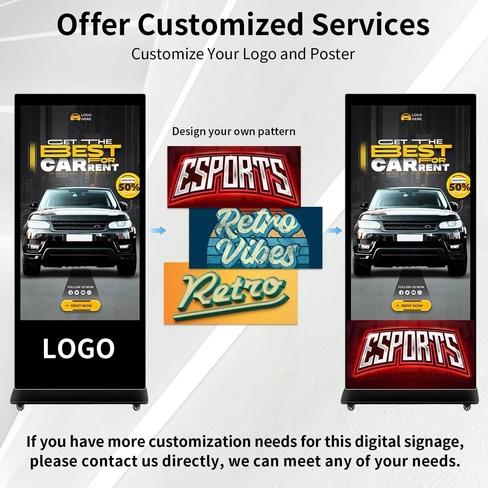 Digital Signage Display PWR4GTR 65 Inch and 55 Inch Touchscreen Kiosk Android 11.0 Commercial LCD Totem - North State Signs & Printing