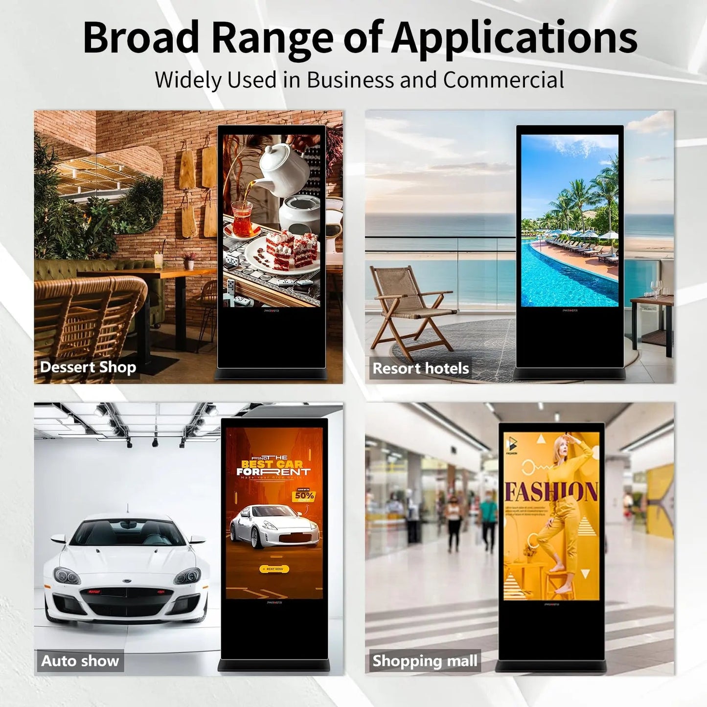 Digital Signage Display PWR4GTR 65 Inch and 55 Inch Touchscreen Kiosk Android 11.0 Commercial LCD Totem - North State Signs & Printing
