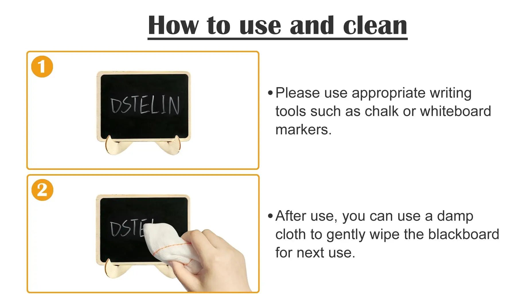 DSTELIN 10 Pack Mini Chalkboards Signs with Easel Stand, Small Rectangle Chalkboards Blackboard, Wood Place Cards for Weddings, Birthday Parties, Message Board Signs and Event Decoration - North State Signs & Printing