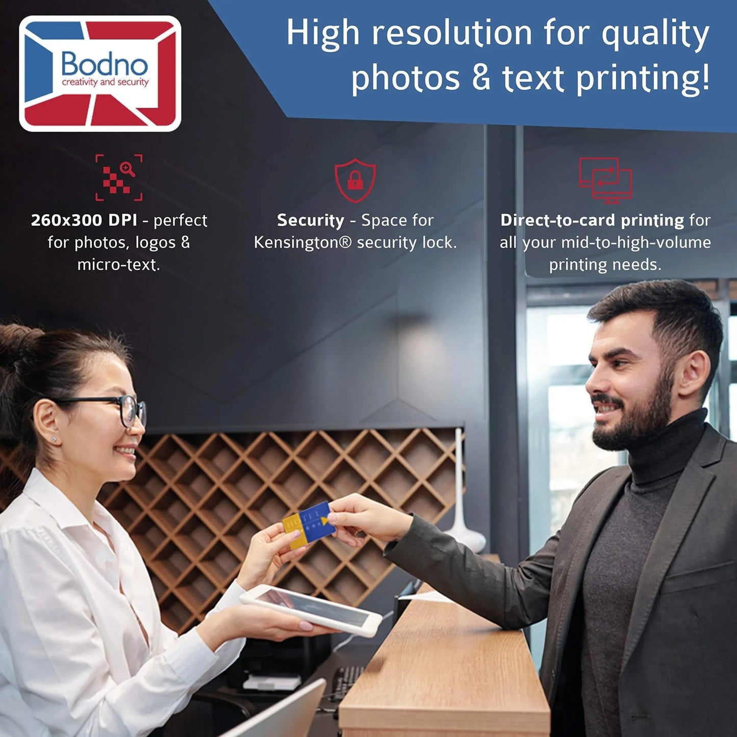 Dual Sided ID Card Printer Bodno Evolis Primacy & Complete Supplies Package Bronze Edition ID Software - North State Signs & Printing