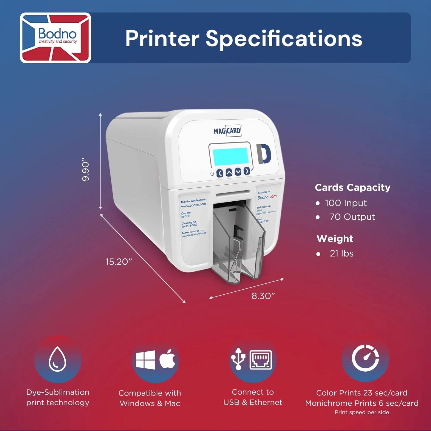 Dual Sided ID Card Printer Bodno Magicard D & Complete Supplies Package ID Software - Bronze Edition - North State Signs & Printing