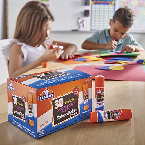 Elmer’s Disappearing Purple School Glue Sticks Washable 7 Grams 30 Count - Glue Sticks