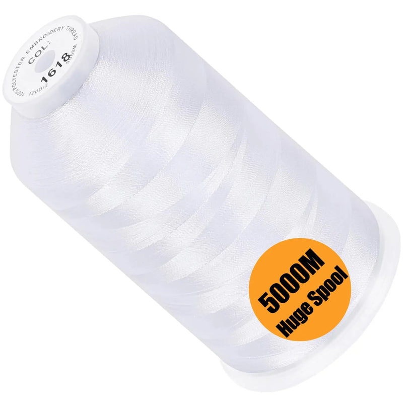 Embroidery Machine Thread 40WT for Commercial and Domestic Machines - Snow White New brothread - Single Huge Spool 5000M Each Polyester - North State Signs & Printing