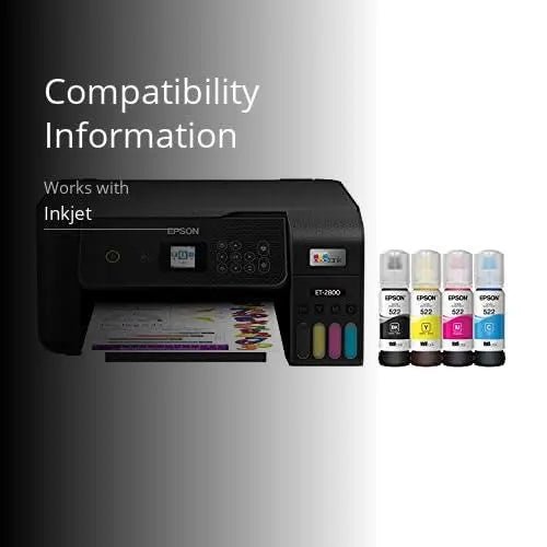 Epson EcoTank ET - 2800 Wireless Color All - in - One Cartridge - Free Supertank Printer with Scan and Copy â€“ The Ideal Basic Home Printer - Black, Medium - North State Signs & Printing