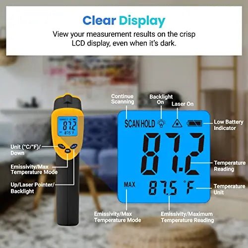 Etekcity Infrared Thermometer Laser Temperature Gun 774, Meat Food Candy Oven Thermometer for Griddle Accessories, Heat Gun for Cooking Refrigerator Tools, Yellow, - 58°F to 842°F - North State Signs & Printing