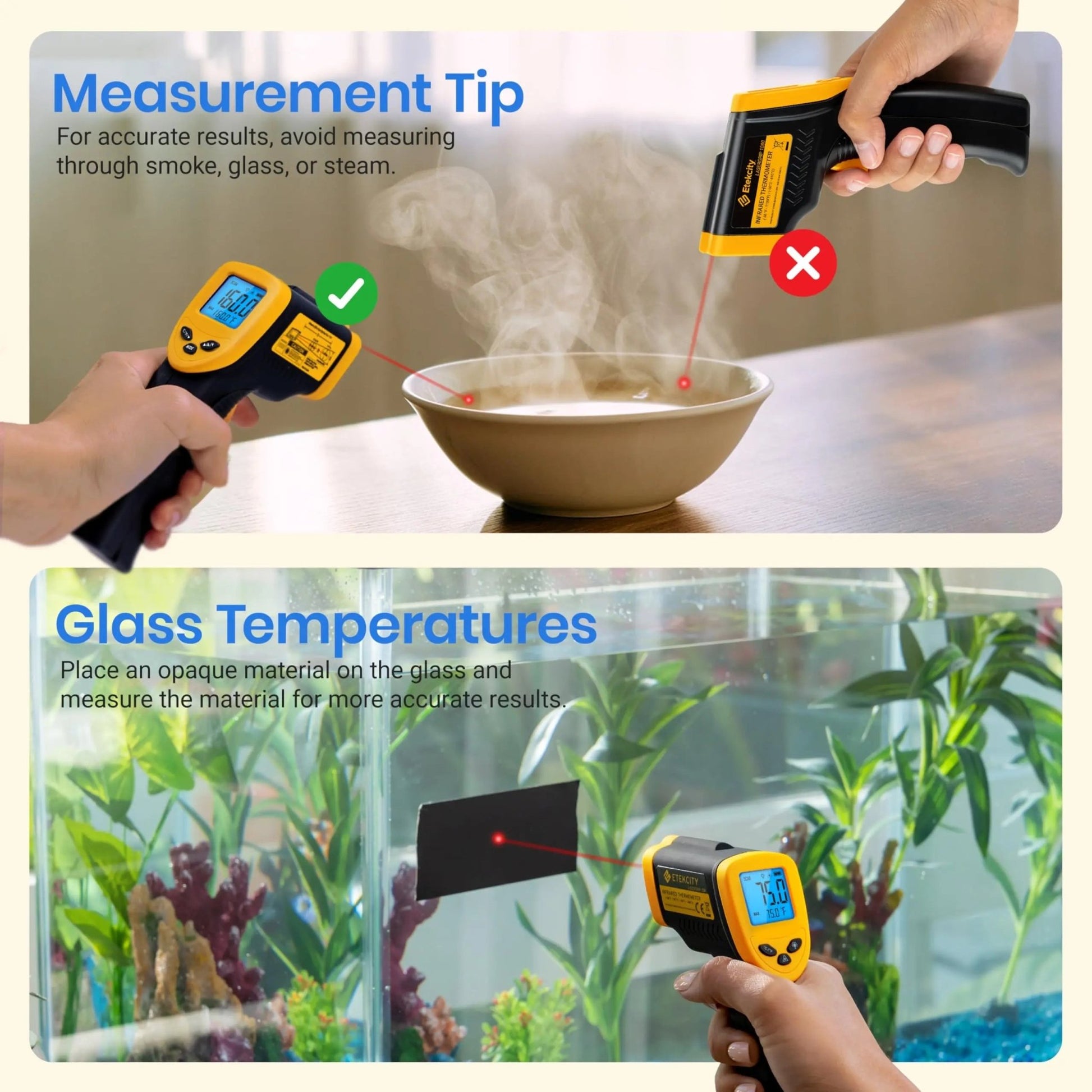 Etekcity Infrared Thermometer Laser Temperature Gun 774, Meat Food Candy Oven Thermometer for Griddle Accessories, Heat Gun for Cooking Refrigerator Tools, Yellow, - 58°F to 842°F - North State Signs & Printing
