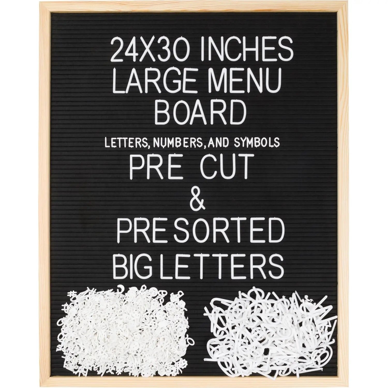 Extra Large MENU BOARD Letter Board 24x30 by Majestick Goods | Black Felt Giant Letter Board | Oak Frame Letterboard Menu for Restaurant w/Changeable Letters and Numbers Salon Price List Board (BN 2) - North State Signs & Printing
