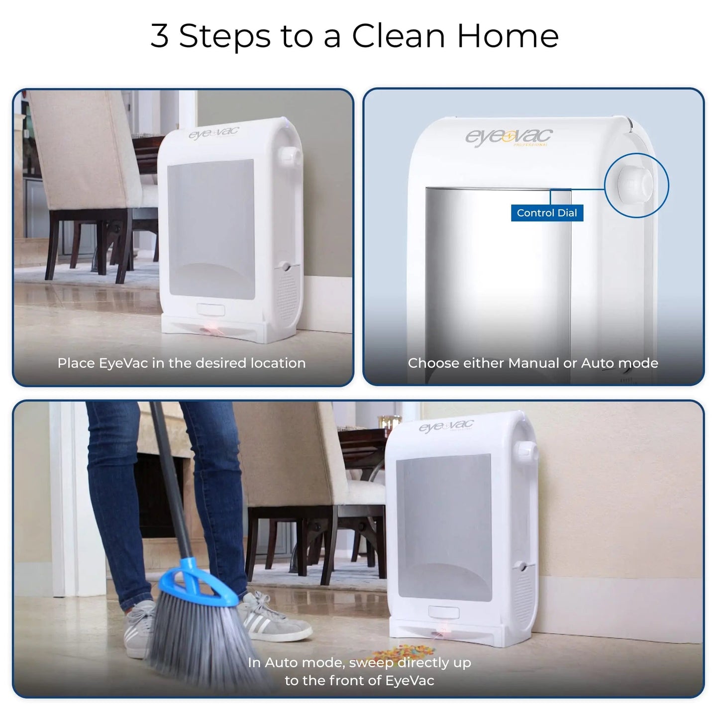EyeVac Pro Touchless Vacuum, Automatic Dustpan - Ultra Fast & Powerful - Great for Sweeping Salon Pet Hair Food Dirt Kitchen, Corded Canister Vacuum, Bagless, Automatic Sensors, 1400 Watt (White) - North State Signs & Printing